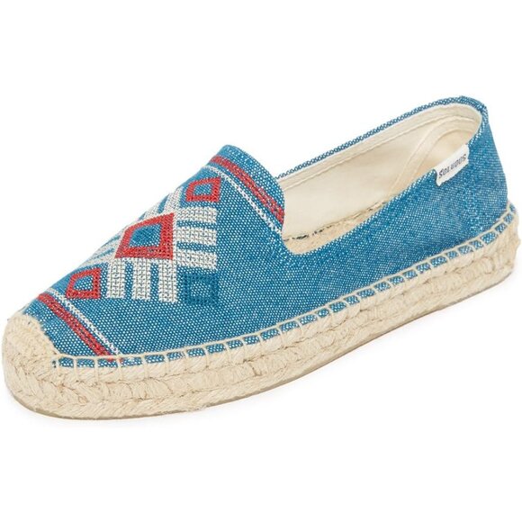 Like New Soludos Yucatan Denim Smoking Slipper Espadrille Flats | Blue Denim | 7 - Picture 2 of 11